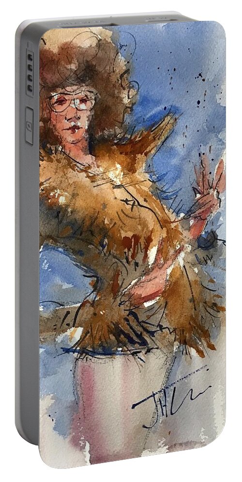 Portrait Portable Battery Charger featuring the painting Hippy Chic by Judith Levins