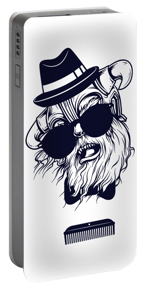 Monster Portable Battery Charger featuring the digital art Hipster Viking by Jacob Zelazny