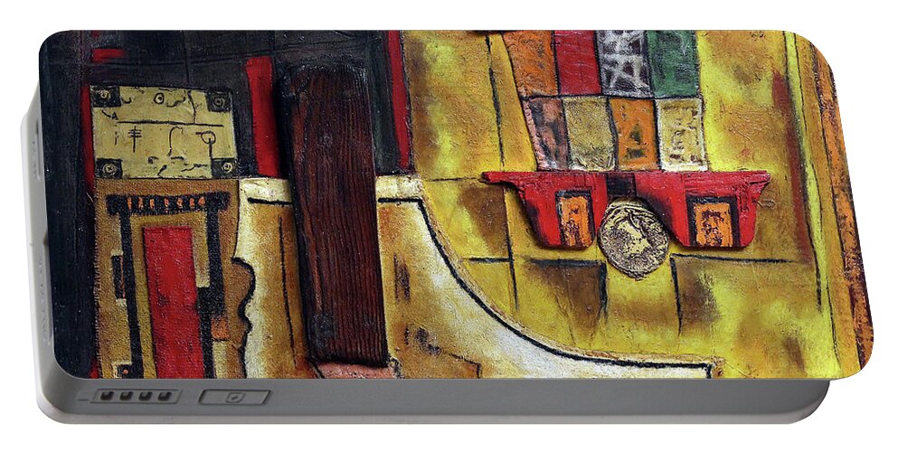  Portable Battery Charger featuring the painting Hitching A Ride by Michael Nene