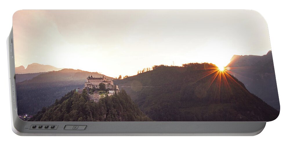 Reconstruction Portable Battery Charger featuring the photograph Hohenwerfen Castle at sunset by Vaclav Sonnek
