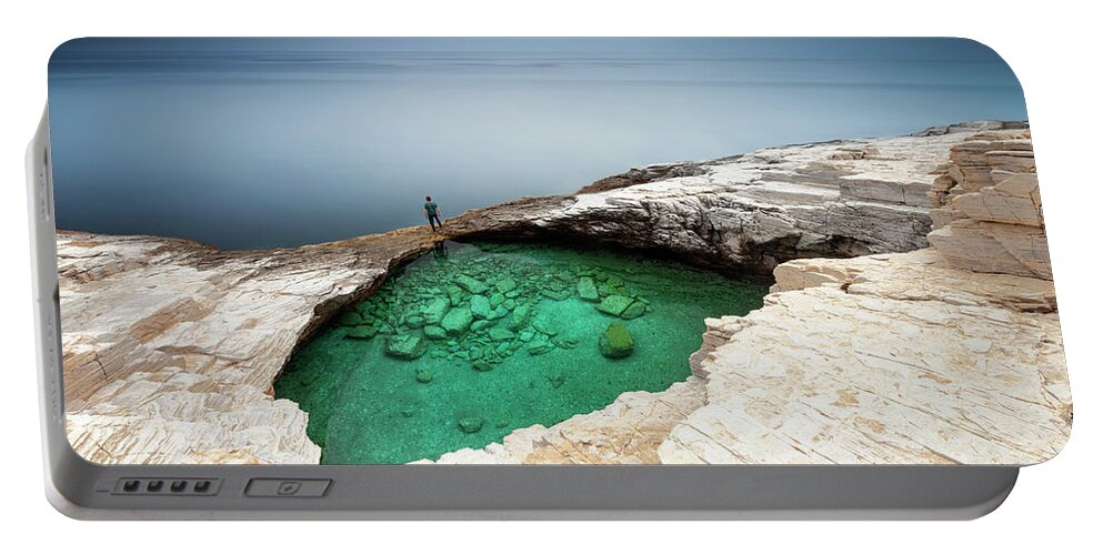 Aegean Sea Portable Battery Charger featuring the photograph Hole In the Sea by Evgeni Dinev