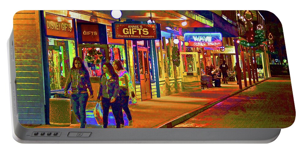Holiday Portable Battery Charger featuring the digital art Holiday Shoppers by CHAZ Daugherty