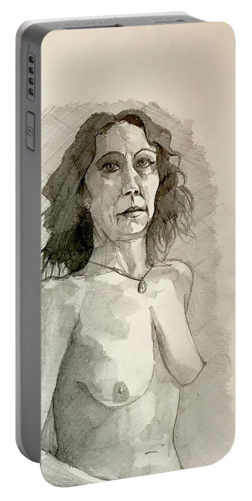 Hollie Portable Battery Charger featuring the drawing Hollie by Ray Agius
