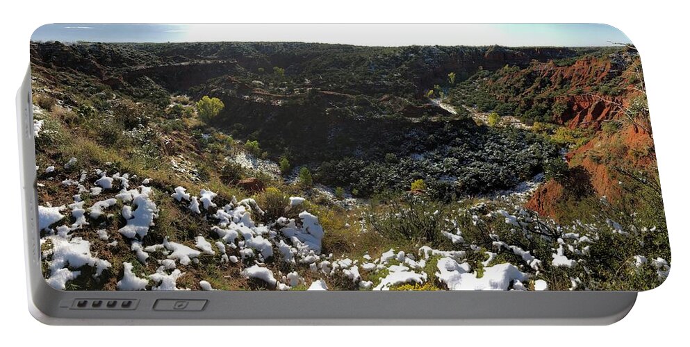 Richard E. Porter Portable Battery Charger featuring the photograph Holmes Canyon, Juxtaposition, Caprock Canyons State Park, Texas by Richard Porter