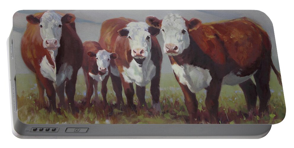 Farm Animals Portable Battery Charger featuring the painting Home on the Range by Carolyne Hawley