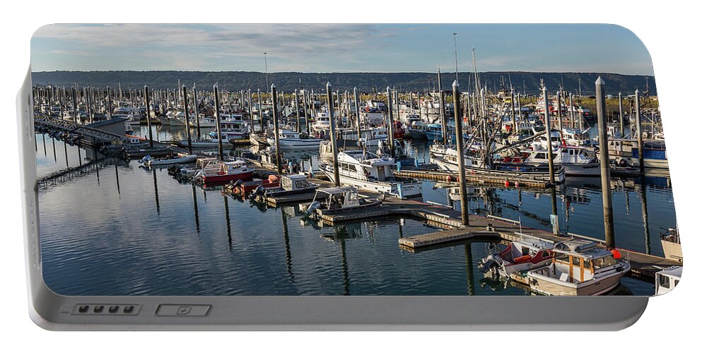 Morning Portable Battery Charger featuring the photograph Homer Small Boat Harbor by Eva Lechner