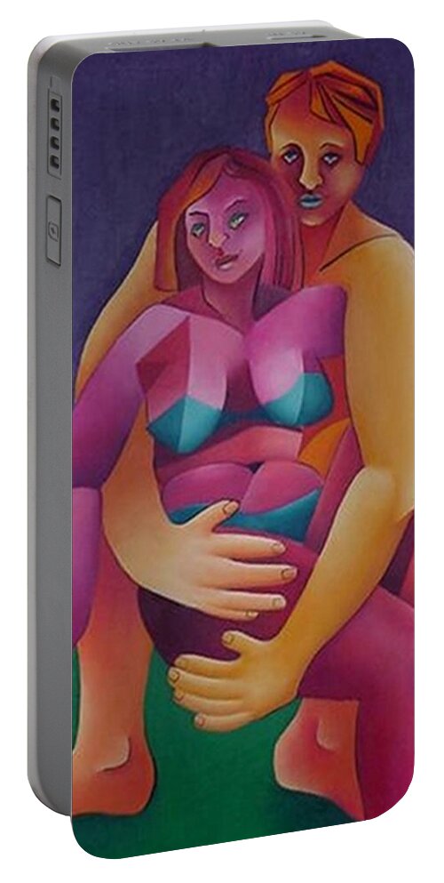 Figurative Art Portable Battery Charger featuring the painting Honeymooners by Karin Eisermann
