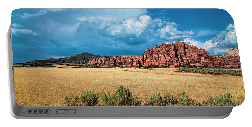 Zion National Park Portable Battery Charger featuring the photograph Hop Valley Panorama by Ginger Stein