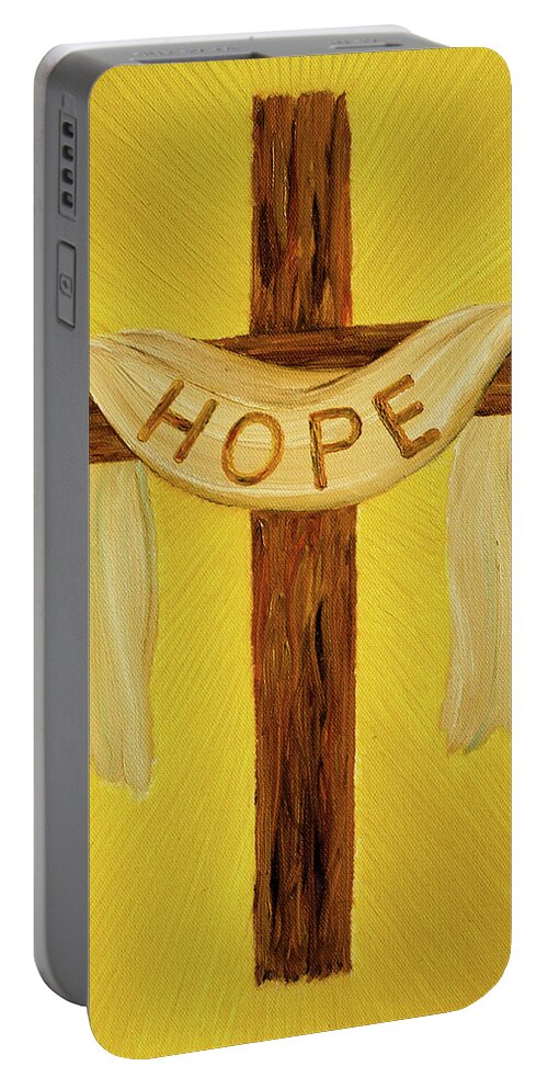 Cross Portable Battery Charger featuring the painting Hope by Renee Logan