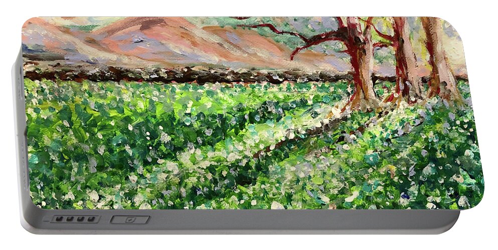 Snowdrops Portable Battery Charger featuring the painting Hope Springs by Jacqui Hawk