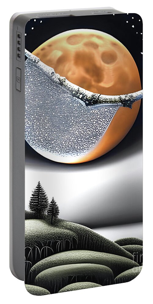 Moon Portable Battery Charger featuring the mixed media Horizon #1 by Barbara Milton