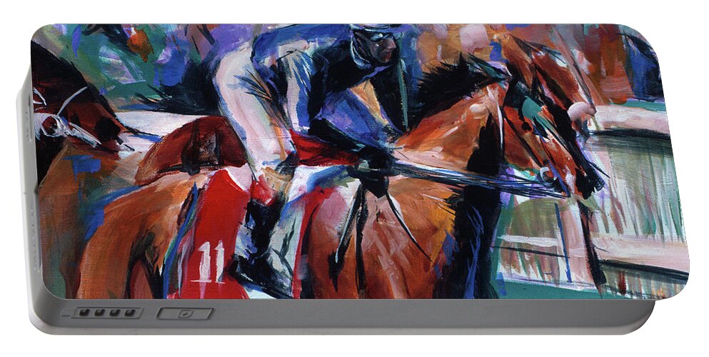 Kentucky Horse Racing Portable Battery Charger featuring the painting Horse 11 by John Gholson