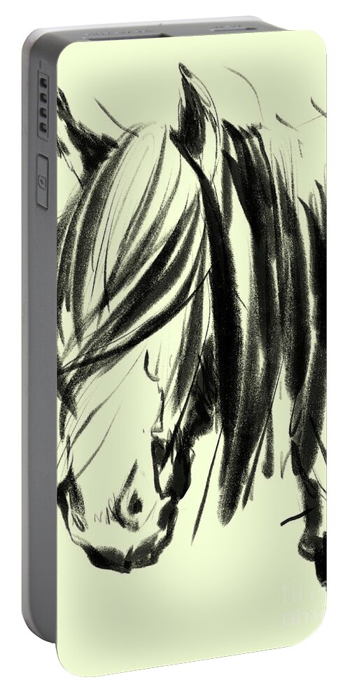 Horse Portable Battery Charger featuring the painting Horse Hair and Wind by Go Van Kampen
