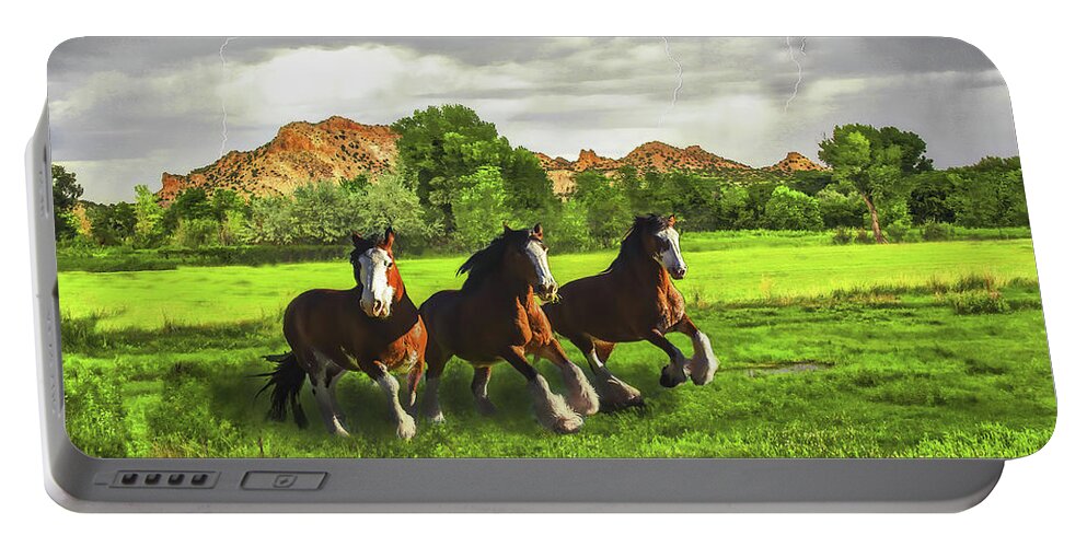 Three Portable Battery Charger featuring the photograph Horse Lightning by Don Schimmel