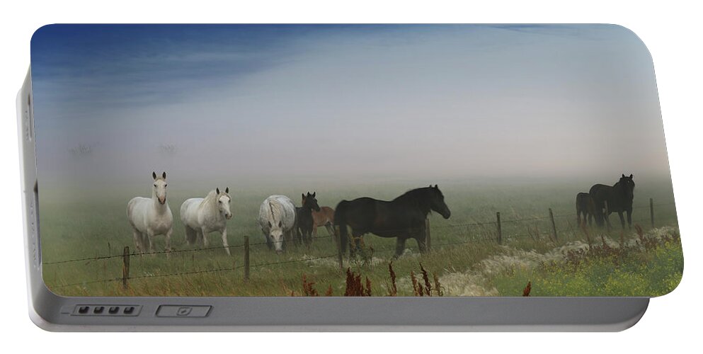 Landscape Portable Battery Charger featuring the photograph Horses on the Prairie by Dan Jurak