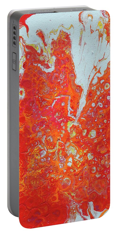 Fluid Portable Battery Charger featuring the painting Hot Lava and Ice by Maria Meester