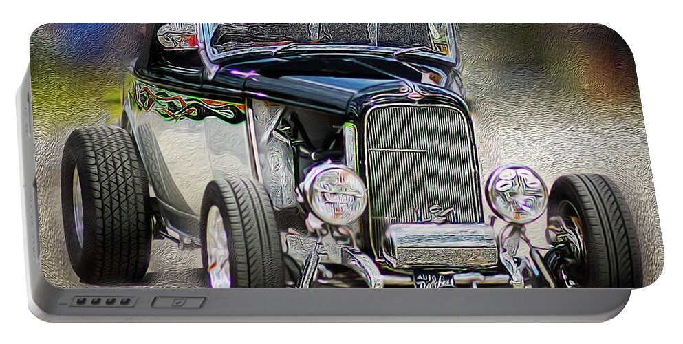 Cars Portable Battery Charger featuring the digital art Hot Rod by Patti Powers