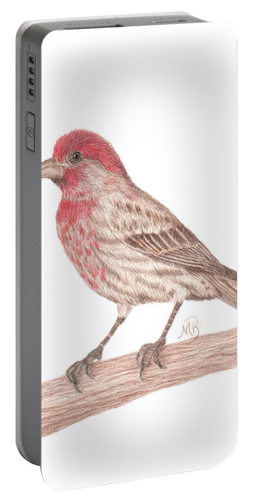 Bird Art Portable Battery Charger featuring the painting House Finch by Monica Burnette
