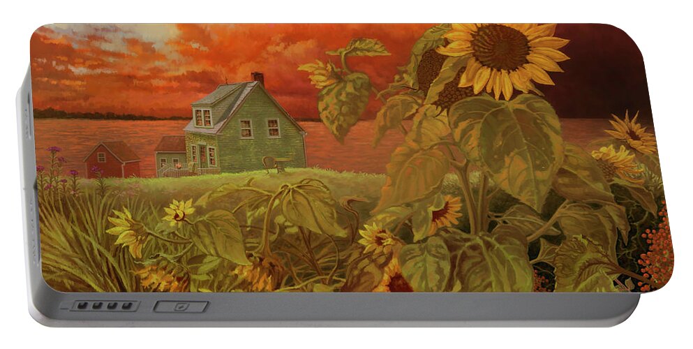 House Portable Battery Charger featuring the painting House of the Rising Sun by Hans Neuhart