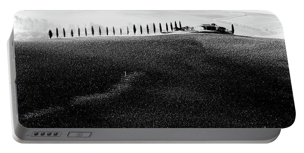 Italy Portable Battery Charger featuring the photograph House on the Ridge, Tuscany by Mark Gomez