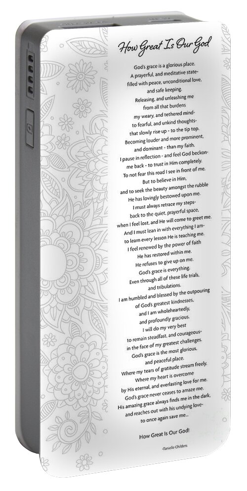 God's Grace Portable Battery Charger featuring the digital art How Great Is Our God - Poetry by Tanielle Childers