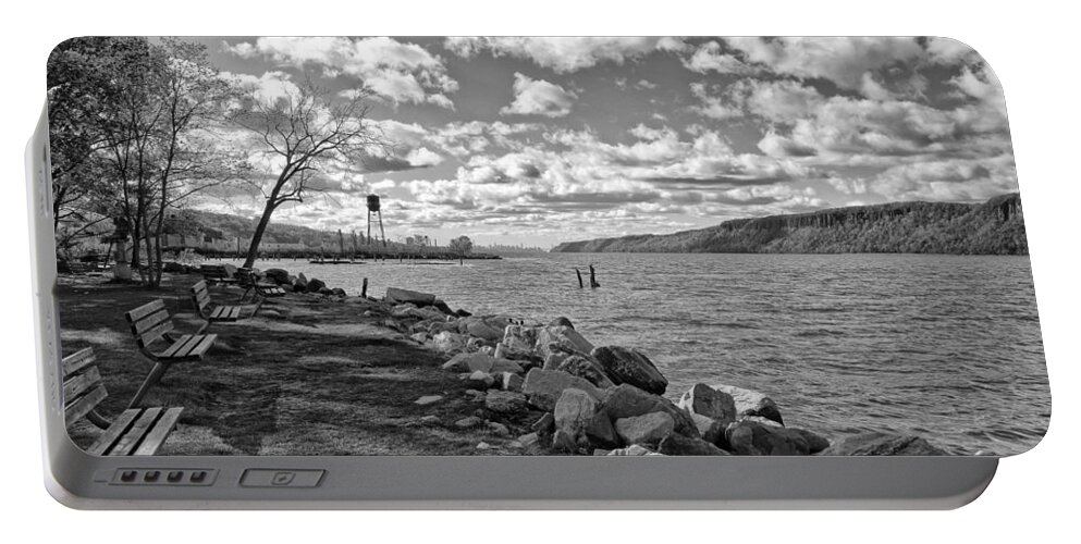 River Portable Battery Charger featuring the photograph Hudson River New York City View by Russel Considine