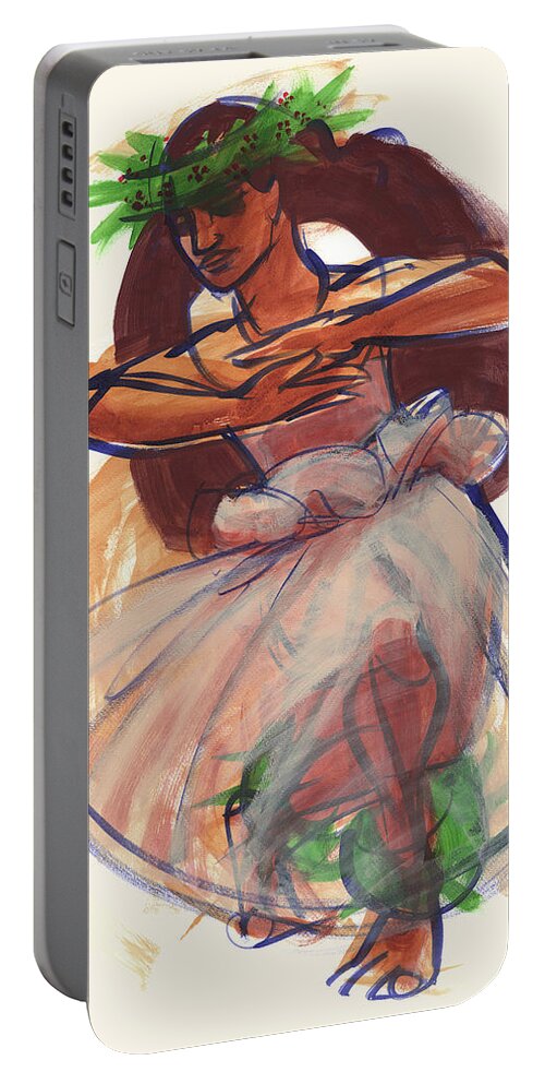 Dancer Portable Battery Charger featuring the painting Hula Waimea by Judith Kunzle