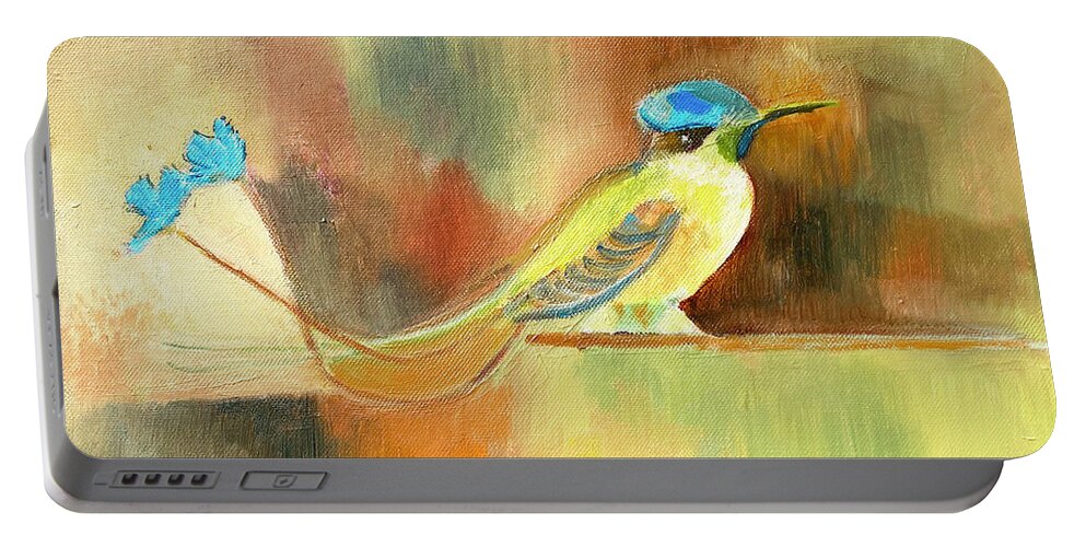 Hummingbird Portable Battery Charger featuring the painting Hummingbird, Ecuador by Suzanne Giuriati Cerny