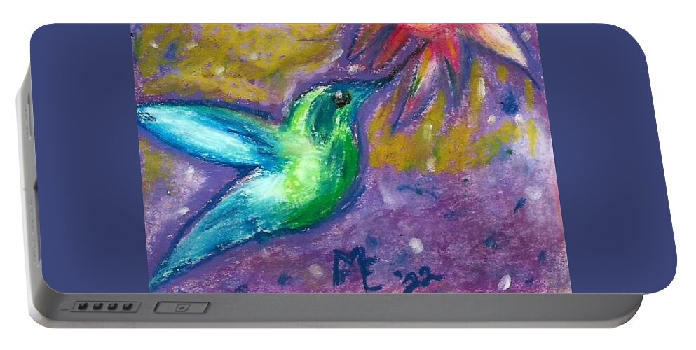 Hummingbird Portable Battery Charger featuring the painting Hummingbird by Monica Resinger