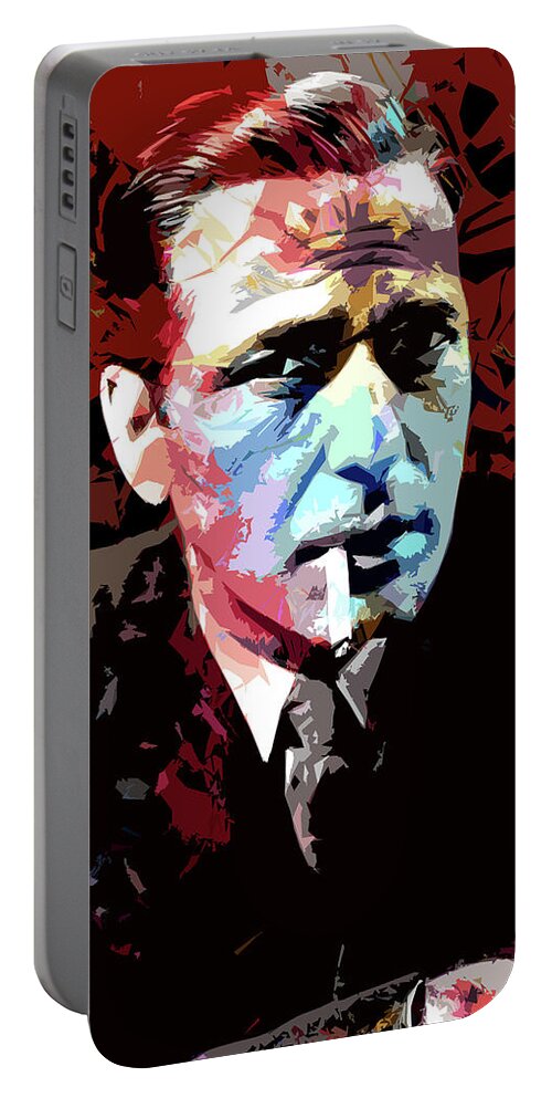 Humphrey Bogart Portable Battery Charger featuring the digital art Humphrey Bogart psychedelic portrait by Movie World Posters