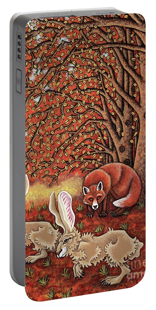 Hare Portable Battery Charger featuring the painting Hunter Afternoon by Amy E Fraser