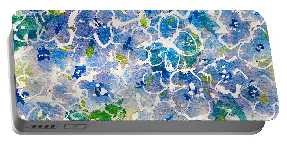 Hydrangeas Portable Battery Charger featuring the painting Hydrangeas by Kellie Chasse