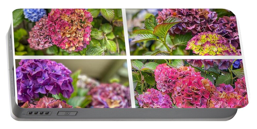 Floral Montage Portable Battery Charger featuring the photograph Hydrangeas Montage by Bonnie Bruno