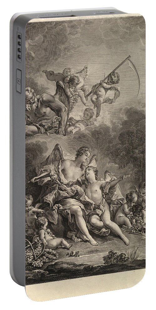 Jacques Firmin Beauvarlet Portable Battery Charger featuring the drawing Hymen and Cupid by Jacques Firmin Beauvarlet