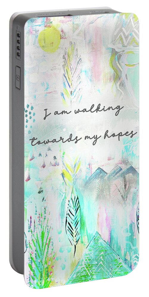 I Am Walking Towards My Hopes Portable Battery Charger featuring the painting I am walking towards my hopes by Claudia Schoen