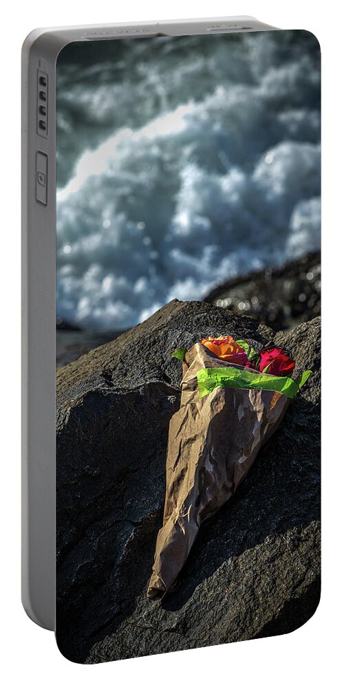 California Portable Battery Charger featuring the photograph I Brought These For You You Never Came by Peter Tellone