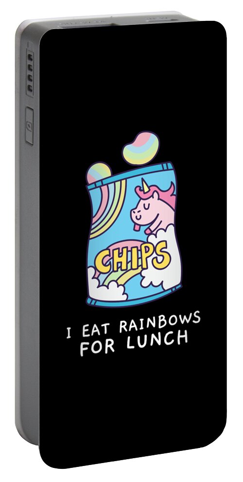 Cool Portable Battery Charger featuring the digital art I Eat Rainbows for Lunch Unicorn Chips by Flippin Sweet Gear