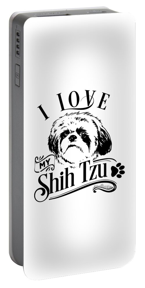 Dog Portable Battery Charger featuring the digital art I Love My Shih Tzu by Sambel Pedes