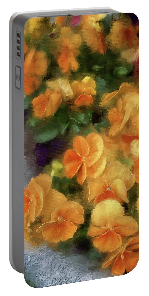 Pansies Portable Battery Charger featuring the digital art I Love Pansies by Lois Bryan