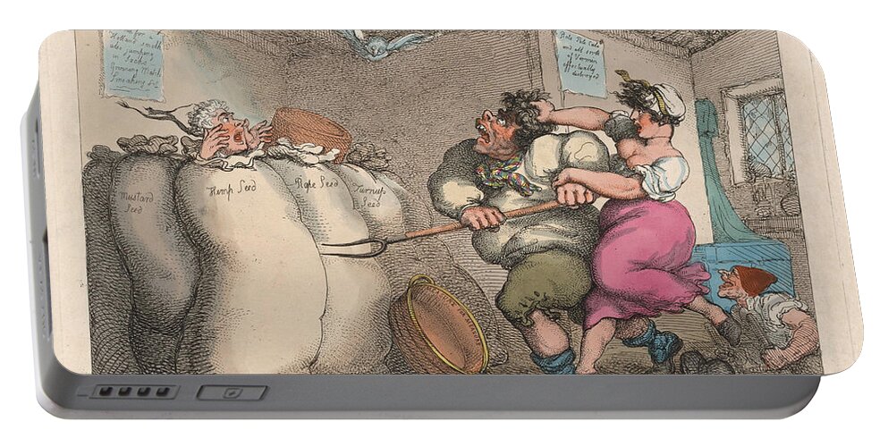 Thomas Rowlandson Portable Battery Charger featuring the drawing I Smell a Rat or a Rogue in Grain by Thomas Rowlandson