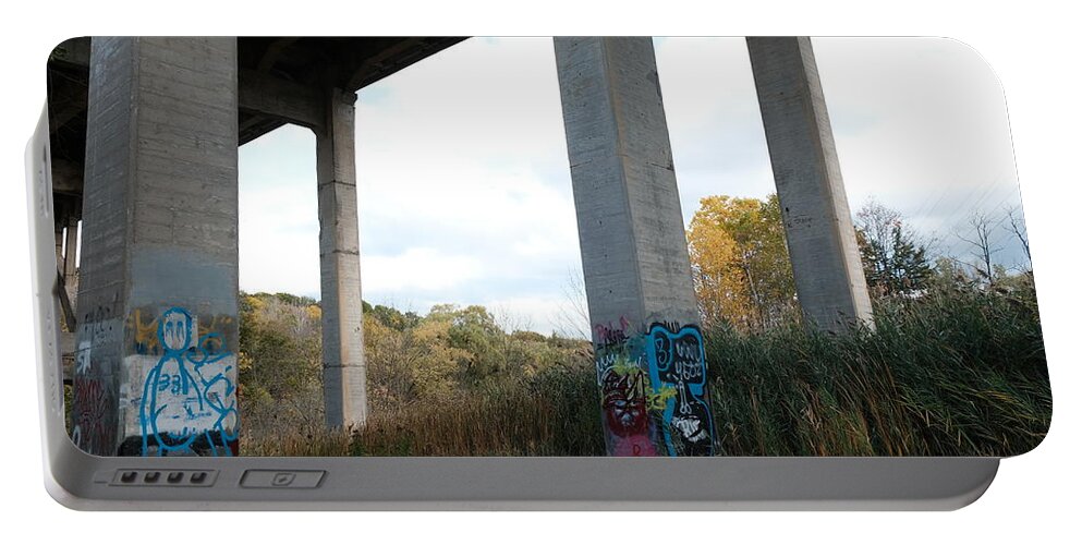 Urban Portable Battery Charger featuring the photograph I spent autumn under bridges X by Kreddible Trout
