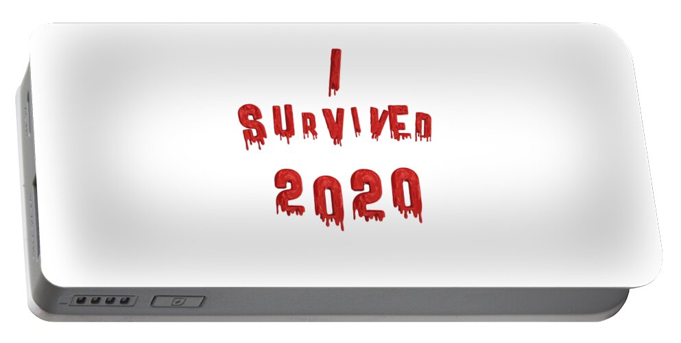Christmas Portable Battery Charger featuring the digital art I Survived 2020 by Gina De Gorna