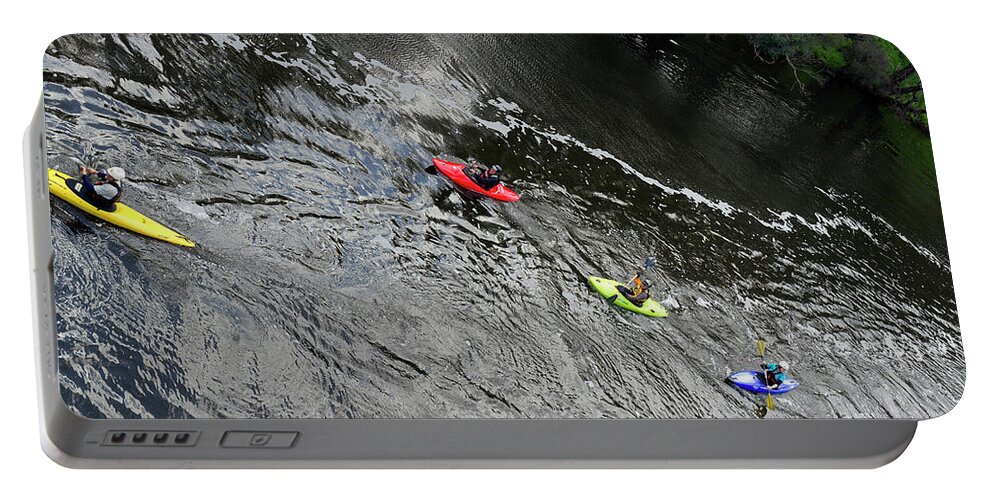 Kayaks Portable Battery Charger featuring the photograph I Think we'll go this Way by Elaine Teague