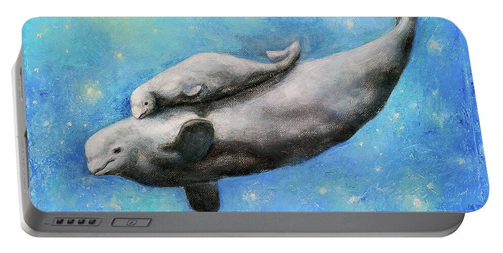 Whale Portable Battery Charger featuring the painting I Whale Love You Always by Manami Lingerfelt