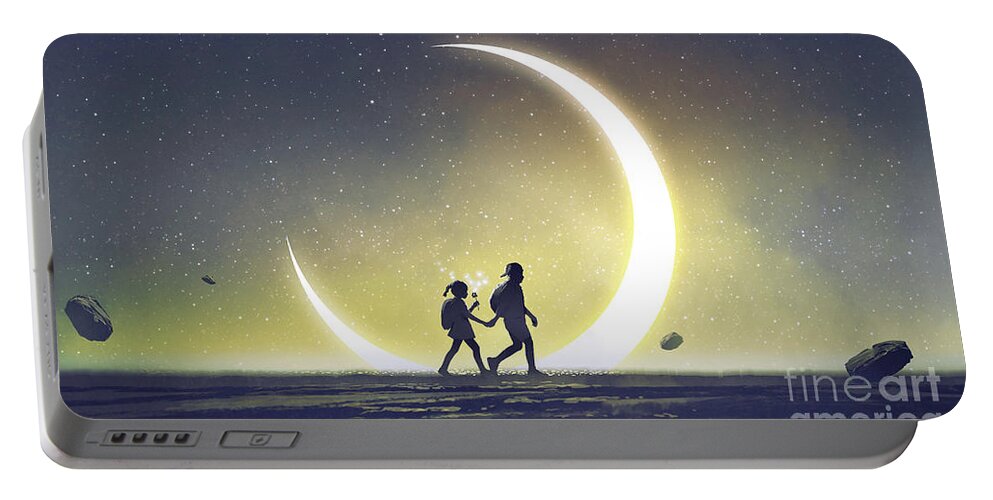 Illustration Portable Battery Charger featuring the painting I will take you to a special place by Tithi Luadthong