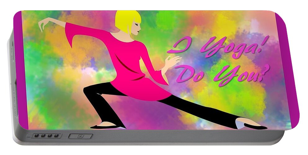 Girl Portable Battery Charger featuring the digital art I Yoga Do You by Nancy Ayanna Wyatt