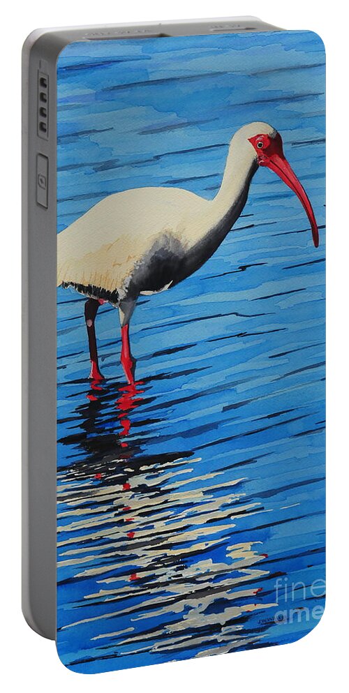 Ibis Portable Battery Charger featuring the painting Ibis by John W Walker
