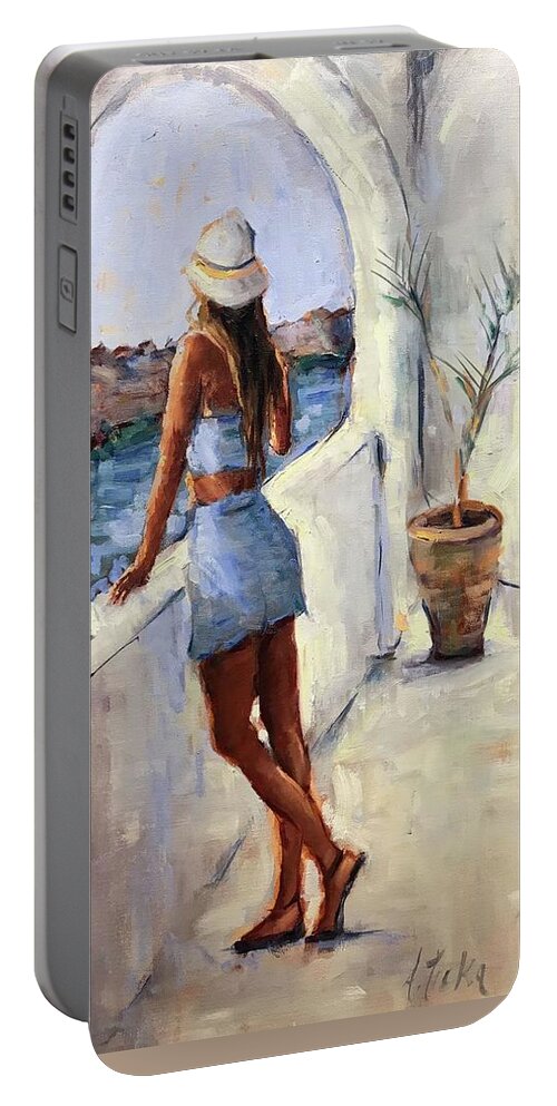 Figurative Portable Battery Charger featuring the painting Ibiza by Ashlee Trcka