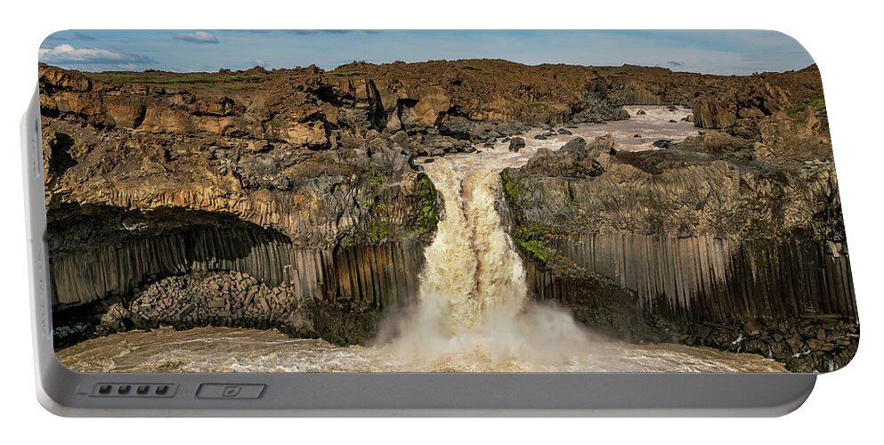 Aldeyjarfoss Portable Battery Charger featuring the photograph Iceland - Aldeyjarfoss waterfall by Olivier Parent