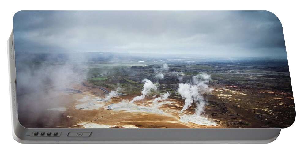 Iceland Portable Battery Charger featuring the photograph Iceland Hverir by Marino Flovent